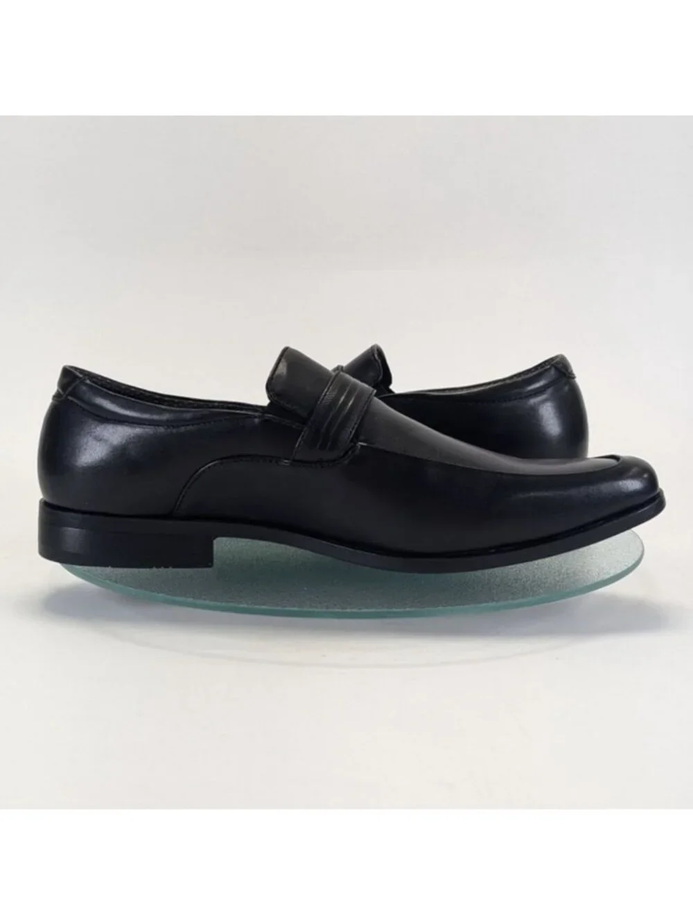 Perry Ellis Mens Size 9 Dress Shoes Black Vegan Leather Slip-On Loafers Buckle